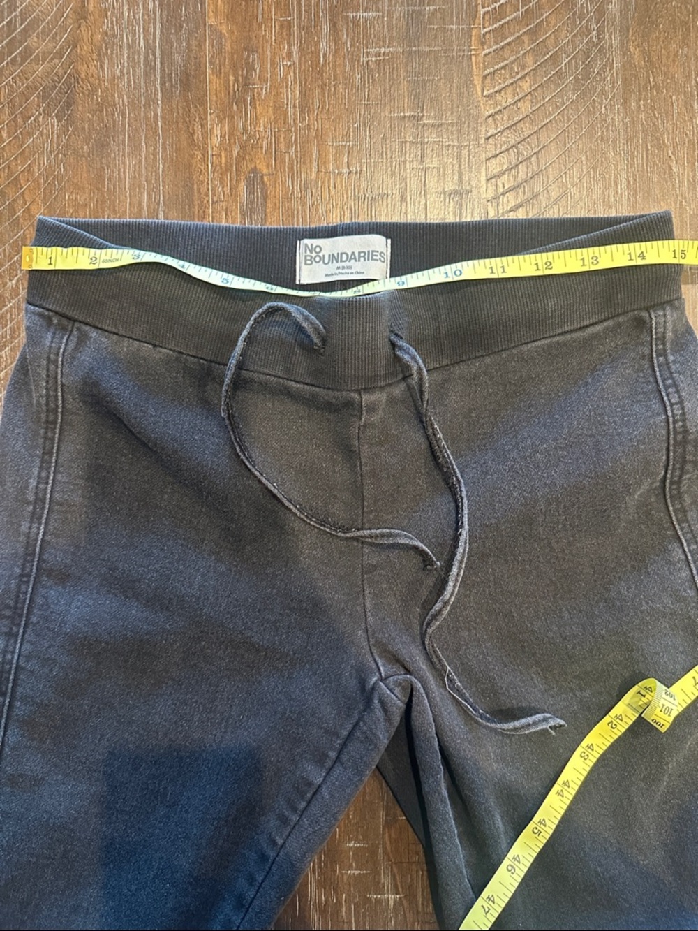 Women’s Charcoal Black Drawstring flare slit pajama jeans stretchy